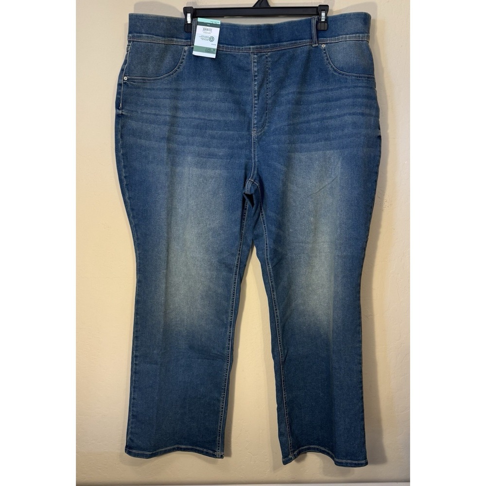 Terra & Sky Pull-On Jegging Women 4X (28W-30W) Bootcut High Rise Blue Pants NEW